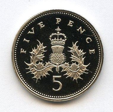 UK Decimal  Proof Five Pence Coin Dated 1990