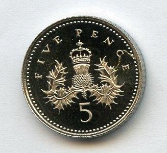 UK Decimal  Proof Five Pence Coin Dated 1992