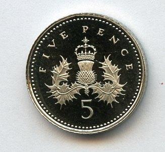 UK Decimal  Proof Five Pence Coin Dated 1993