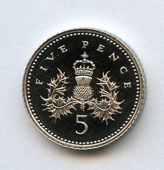 UK Decimal  Proof Five Pence Coin Dated 1995