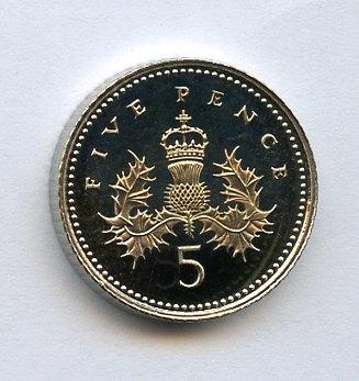 UK Decimal  Proof Five Pence Coin Dated 1998