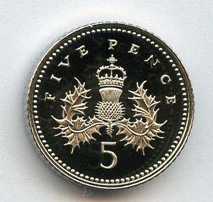 UK Decimal  Proof Five Pence Coin Dated 1999