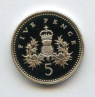 UK Decimal  Proof Five Pence Coin Dated 2000