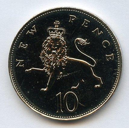 UK Decimal  Proof Ten Pence Coin Dated 1974