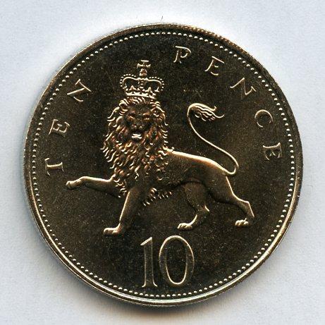 UK Decimal  Brilliant Uncirculated Ten Pence Coin Dated 1984