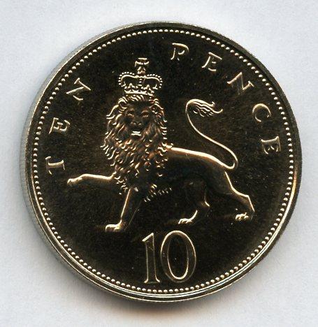 UK Decimal  Brilliant Uncirculated Ten Pence Coin Dated 1986