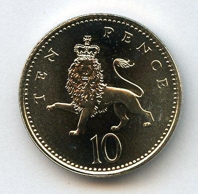 UK Decimal  Brilliant Uncirculated Ten Pence Coin Dated 1995