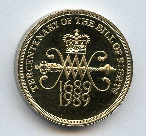 UK 1989  Tercentenary Bill  of Rights  Commemorative  Proof £2 Coin