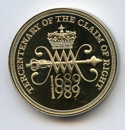 UK 1989  Tercentenary Claim of Rights  Commemorative Proof £2 Coin