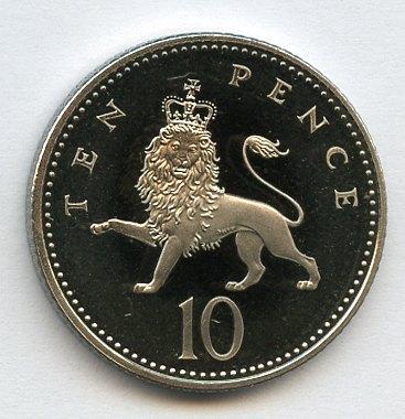 UK Decimal  Proof Ten Pence Coin Dated 1992 small  Size