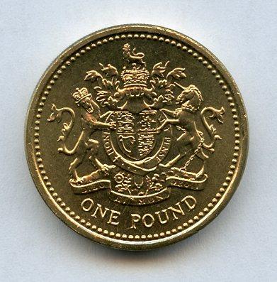 1983 UK  Brilliant Uncirculated £1 One Pound Coin Royal Coat of Arms Obverse