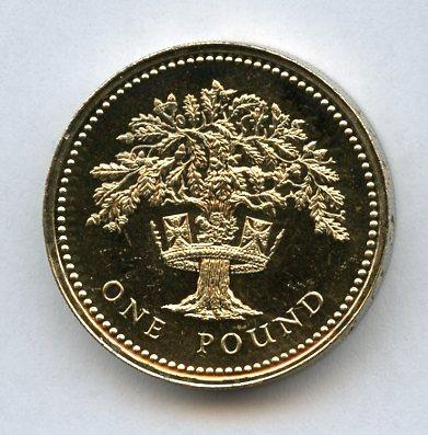 1987 UK Brilliant Uncirculated  £1 One Pound Coin England English Oak