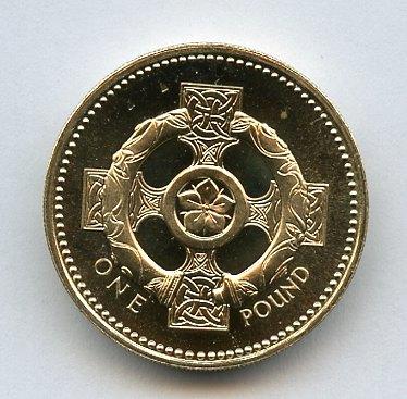 1996 UK Brilliant Uncirculated  Proof £1 One Pound Coin  Northern Ireland Celtic Cross Design