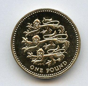 1997 UK Brilliant Uncirculated  £1 One Pound Coin  England English Lions Design