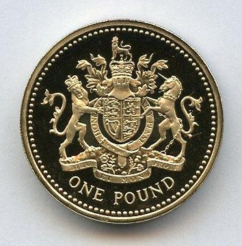 1993 UK Proof  £1 One Pound Coin  Royal Arms Design
