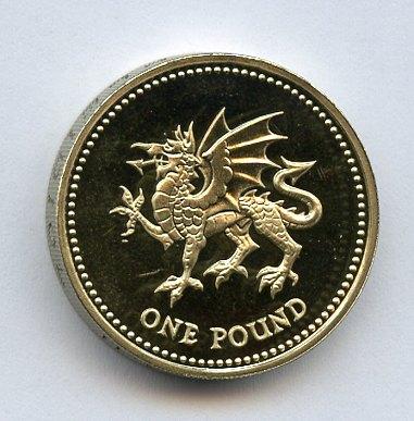 1995 UK    Proof £1 One Pound Coin  Wales Welsh Dragon