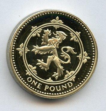 1999 UK   Proof £1 One Pound Coin  Scotland Scottish Lion
