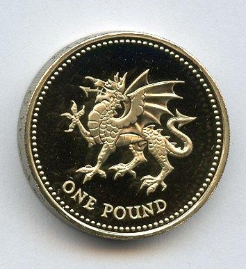 2000 UK   Proof £1 One Pound Coin  Wales Welsh Dragon