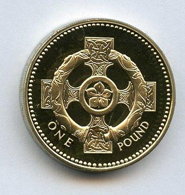 2001 UK     Proof £1 One Pound Coin  Northern Ireland Celtic Cross
