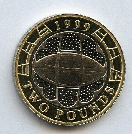 UK 1999 Rugby World Cup  Proof £2 Coin