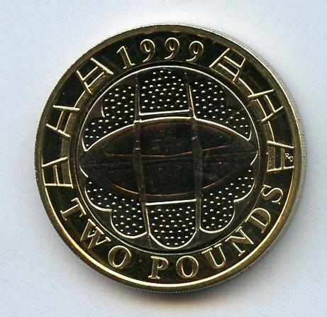 UK 1999   Rugby World Cup  Brilliant Uncirculated £2 Coin