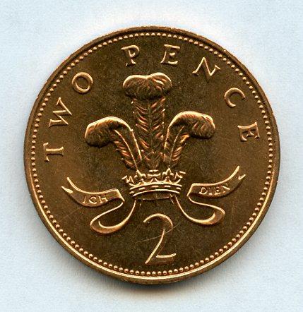 UK Decimal Brilliant Uncirculated Two Pence Coin Dated 1982