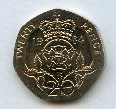 UK Decimal  Brilliant Unciculated Condition 20 Pence Coin  Dated 1984