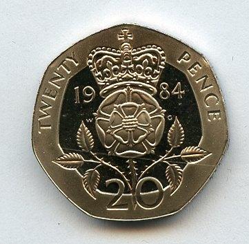 UK Decimal Proof  20 Pence Coin  Dated 1984