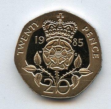 UK Decimal Proof  20 Pence Coin  Dated 1985