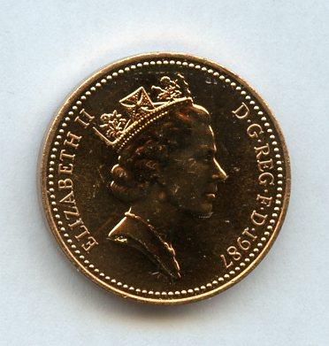 UK Decimal  Brilliant Uncirculated Penny Coin Dated 1987