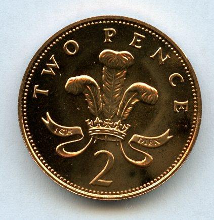 UK Decimal Brilliant Uncirculated Two Pence Coin Dated 1985