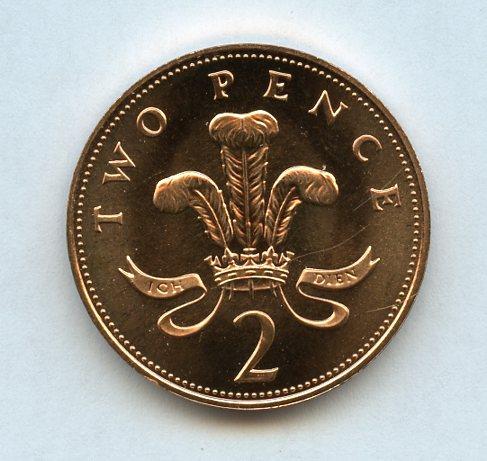 UK Decimal Brilliant Uncirculated Two Pence Coin Dated 1987