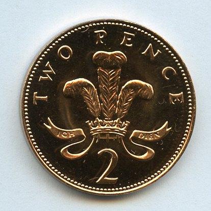 UK Decimal Brilliant Uncirculated Two Pence Coin Dated 1989