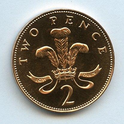 UK Decimal Brilliant Uncirculated Two Pence Coin Dated 1990