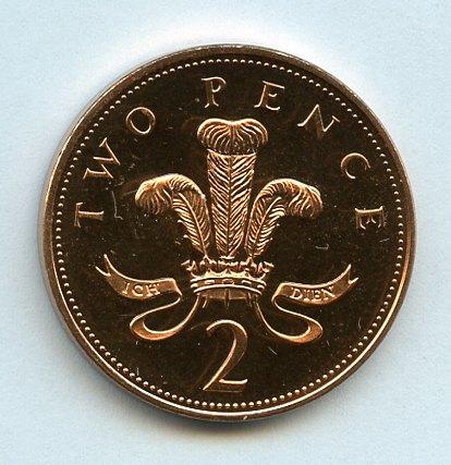 UK Decimal Brilliant Uncirculated Two Pence Coin Dated 1994