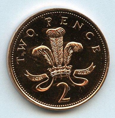 UK Decimal Brilliant Uncirculated Two Pence Coin Dated 1995