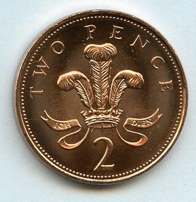 UK Decimal Brilliant Uncirculated Two Pence Coin Dated 1997