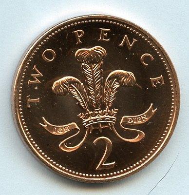 UK Decimal Brilliant Uncirculated Two Pence Coin Dated 2000