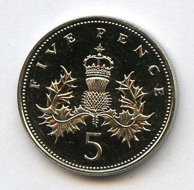 UK 1990 Decimal  Brilliant Uncirculated  Five Pence Coin