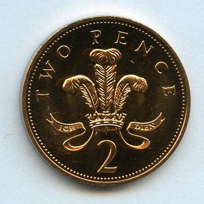 UK Decimal  Brilliant Uncirculated Two Pence Coin Dated 1991