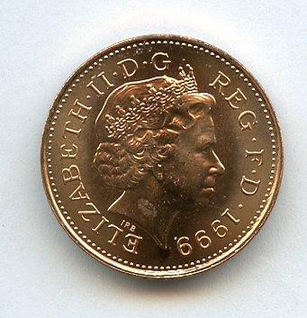 UK Decimal  Brilliant Uncirculated Penny Coin Dated 1999