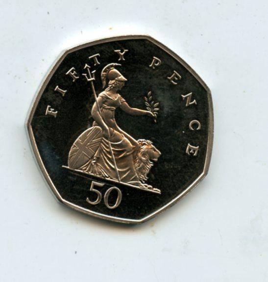 UK 1998 Proof Condition Britannia Obverse  Decimal 50 Pence Coin