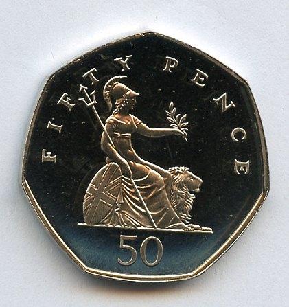 UK Proof  Britannia Obverse Decimal 50 Pence Coin  Dated 2000