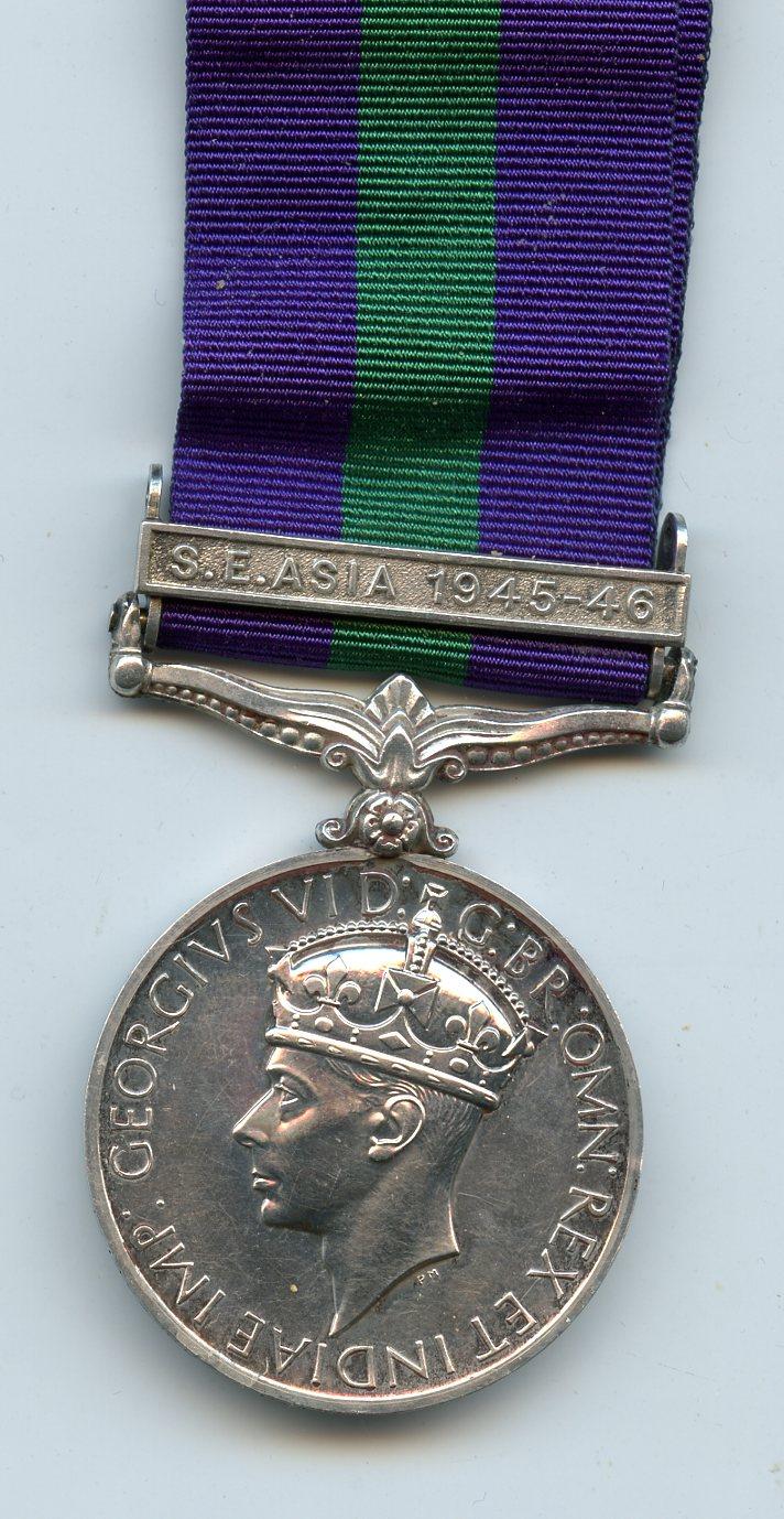 General Service Medal  1918-62 1 Clasp S.E.Asia 1945-46 To Driver R.E.Campion, Royal Army Service Corps