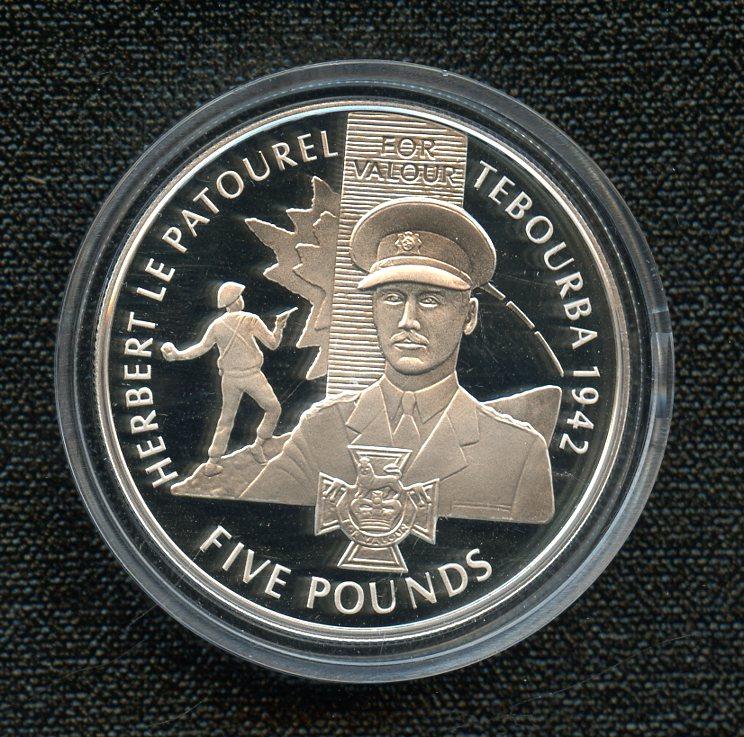 2006 Guernsey  Silver Proof £5 Coin Victoria Cross Winners  - Herbert Le Patourel