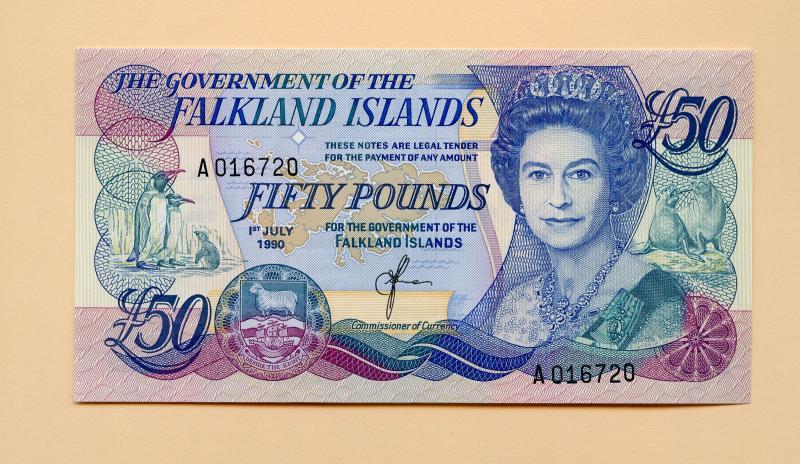 Falkland Islands  £50 Fifty Pounds Banknote Dated 1st July 1990