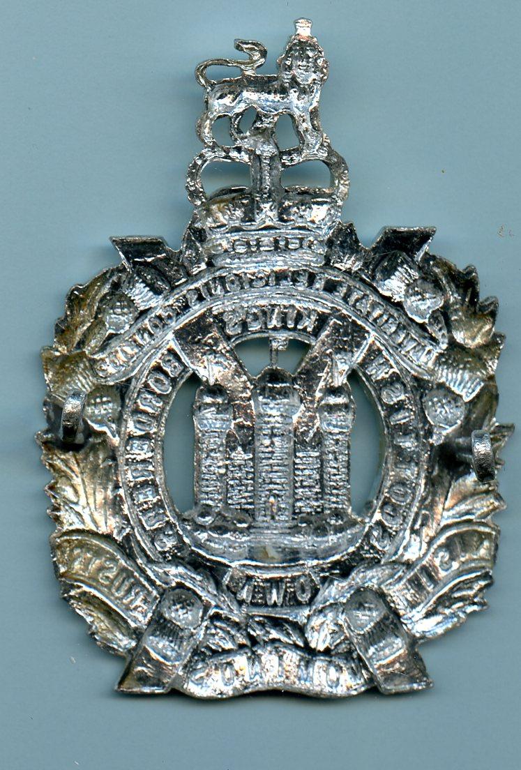 The Kings Own Scottish Borderers KOSB  Anodised Cap Badge