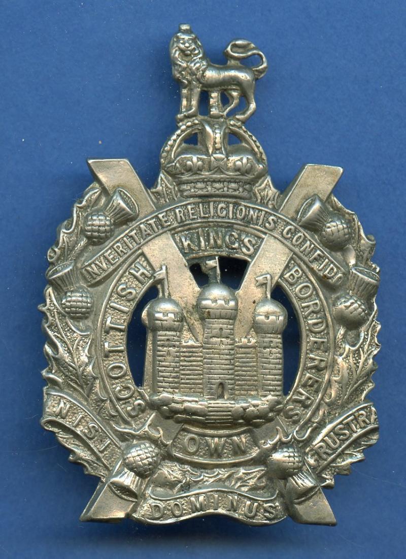 King's Own Scottish Borderers  KOSB Kings Crown White Metal Cap Badge