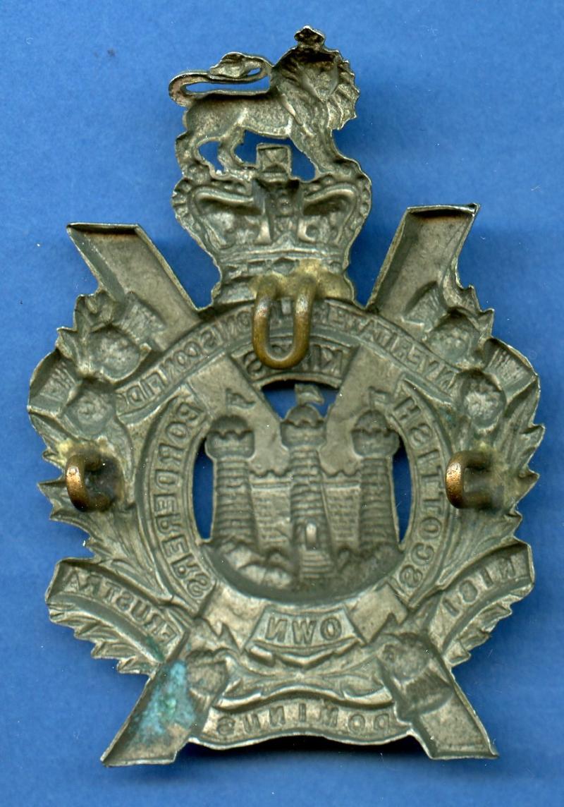 King's Own Scottish Borderers  Other Ranks Helmet Plate Centre Queen Victorian crown