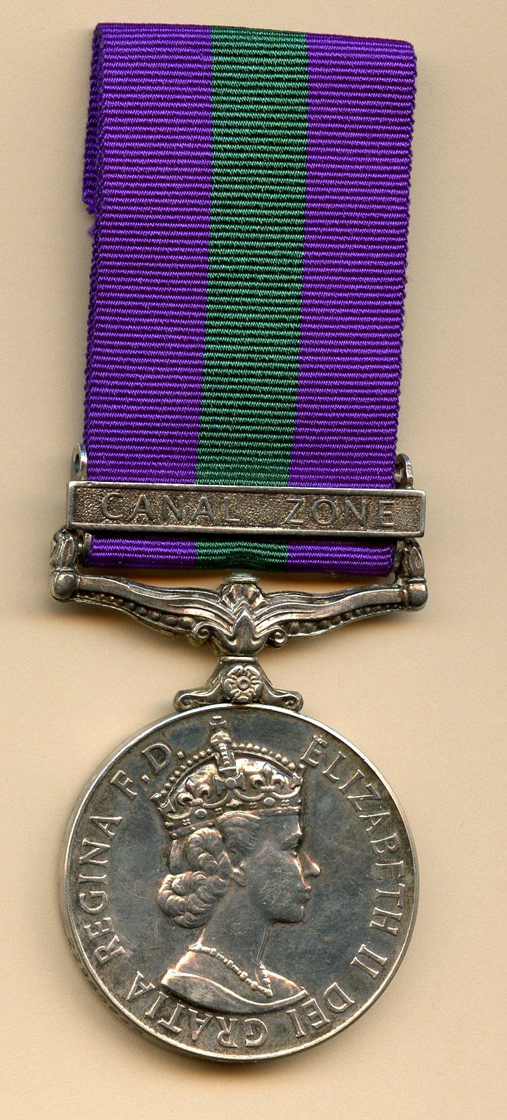 General Service Medal 1918-62 1 Clasp Canal Zone Pte J Smith, Army Catering Corps